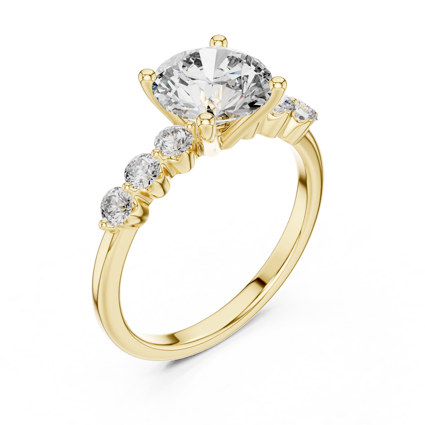 2.00Ct Round Five-Stone Solitaire Ring • Lab Diamond Engagement Ring • Luxe Gold Bridal Jewelry Gift