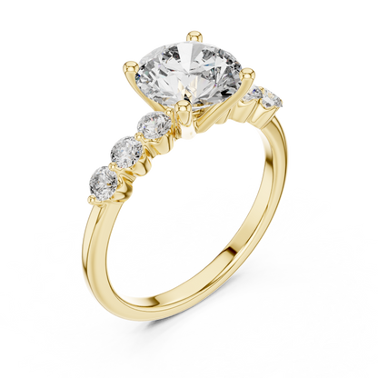 2.00Ct Round Five-Stone Solitaire Ring • Lab Diamond Engagement Ring • Luxe Gold Bridal Jewelry Gift
