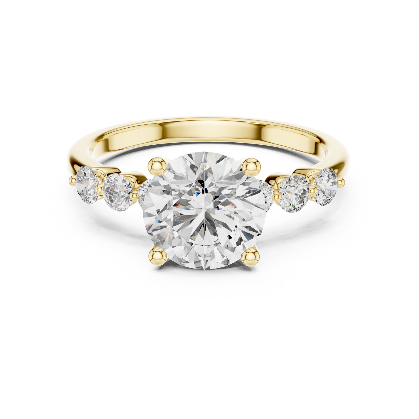 2.00Ct Round Five-Stone Solitaire Ring • Lab Diamond Engagement Ring • Luxe Gold Bridal Jewelry Gift