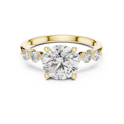 2.00Ct Round Five-Stone Solitaire Ring • Lab Diamond Engagement Ring • Luxe Gold Bridal Jewelry Gift