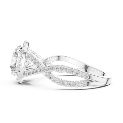 1.50Ct InfiniteGrace™ Round Halo • Twisted Pavé Shank • High-Profile Engagement Ring