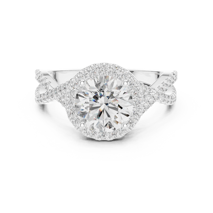 1.50Ct InfiniteGrace™ Round Halo • Twisted Pavé Shank • High-Profile Engagement Ring