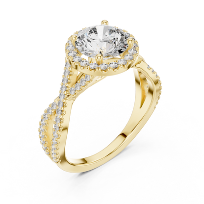 1.50Ct InfiniteGrace™ Round Halo • Twisted Pavé Shank • High-Profile Engagement Ring
