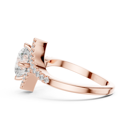 1.50Ct Lunaria Twist Halo™ Solitaire — Offset Pavé Sweep • Contemporary Engagement Ring