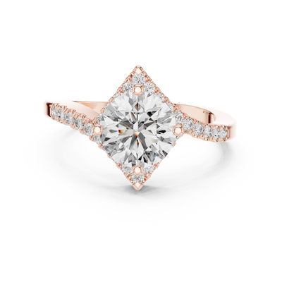 1.50Ct Lunaria Twist Halo™ Solitaire — Offset Pavé Sweep • Contemporary Engagement Ring