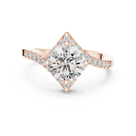 1.50Ct Lunaria Twist Halo™ Solitaire — Offset Pavé Sweep • Contemporary Engagement Ring