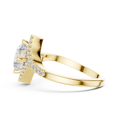 1.50Ct Lunaria Twist Halo™ Solitaire — Offset Pavé Sweep • Contemporary Engagement Ring