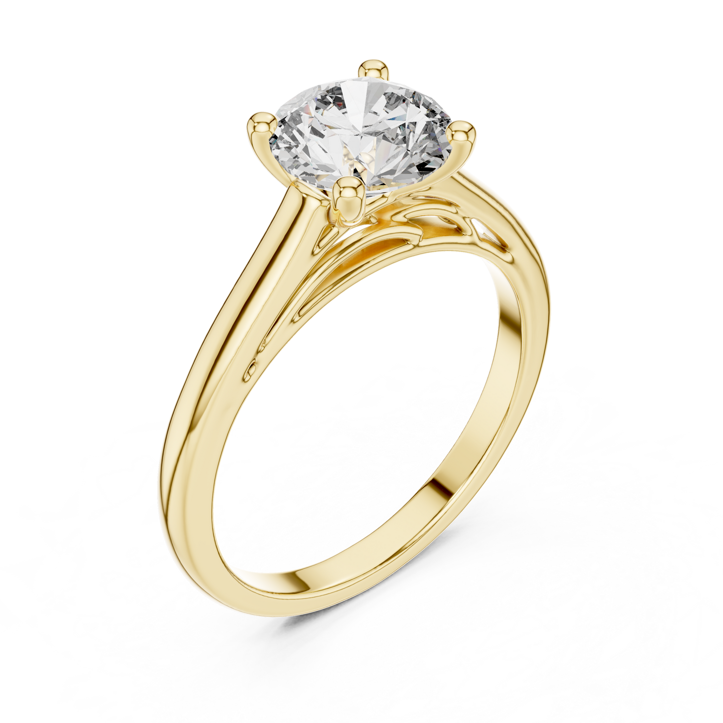 1.50CtSeraphiel Round Pure Sol Ring — Classic 4-Prong • Elegant High Dome Profile - Gift for Her