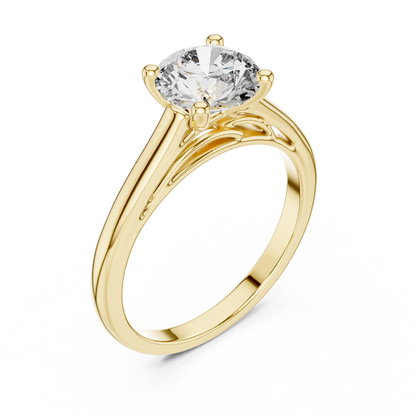 1.50CtSeraphiel Round Pure Sol Ring — Classic 4-Prong • Elegant High Dome Profile - Gift for Her