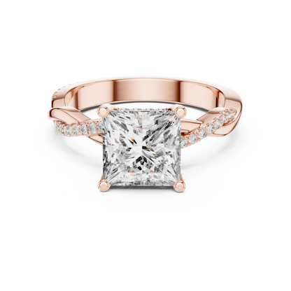 2.00Ct EternalTwist Princess Cut Ring — Floating Halo • Diamond Twist Band • Luxe Proposal Ring