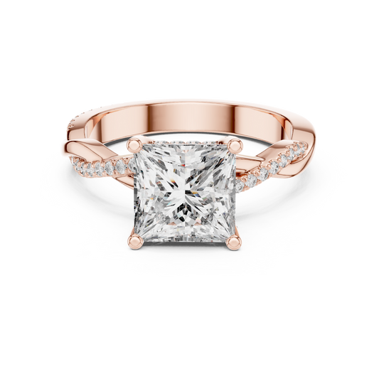 2.00Ct EternalTwist Princess Cut Ring — Floating Halo • Diamond Twist Band • Luxe Proposal Ring