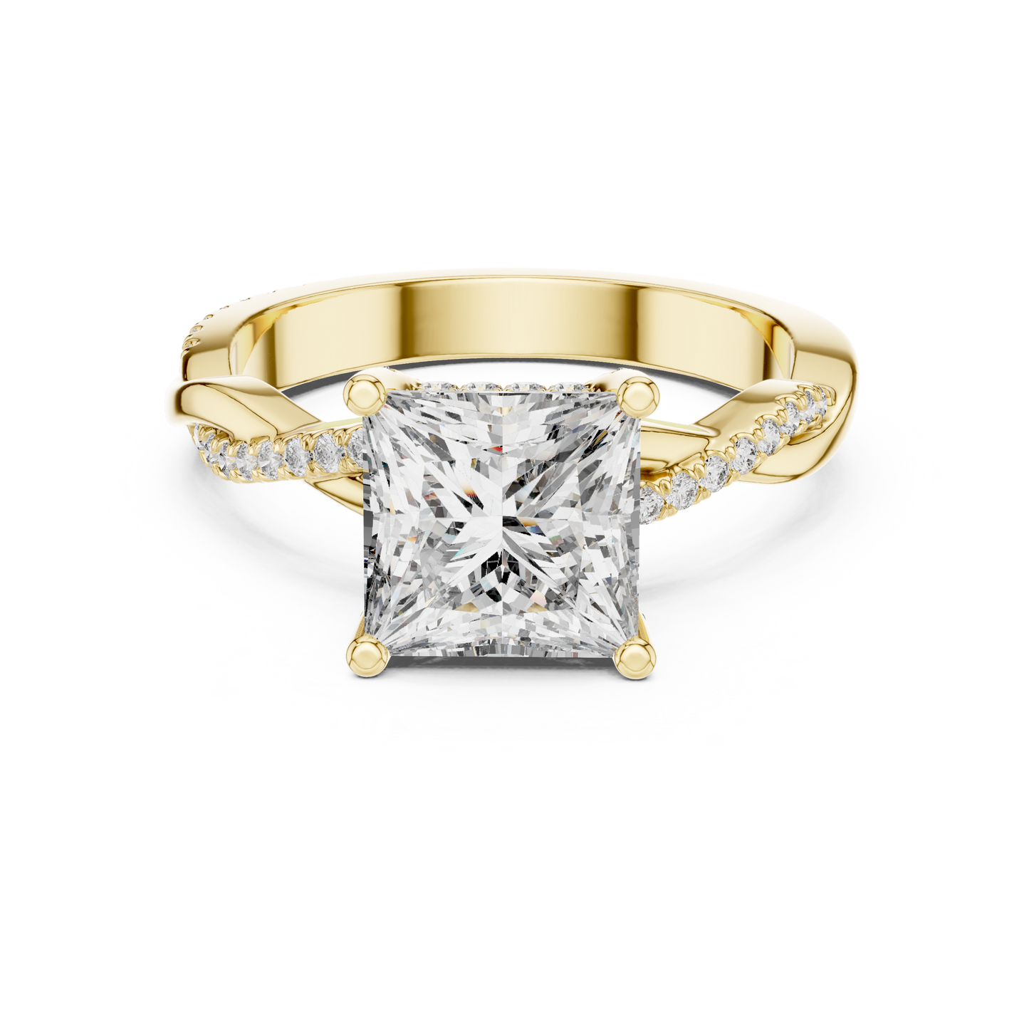 2.00Ct EternalTwist Princess Cut Ring — Floating Halo • Diamond Twist Band • Luxe Proposal Ring