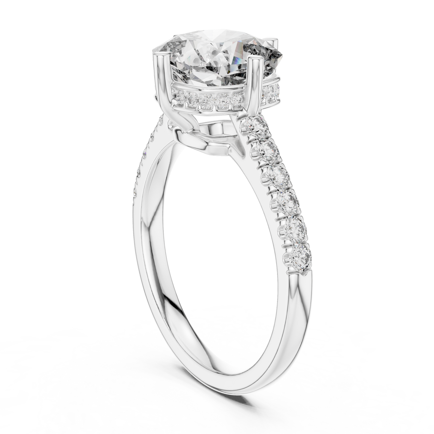 3.50Ct Elevated Cushion Cut Ring • Under-Halo Sparkle • Dainty Pavé Gold Engagement Ring