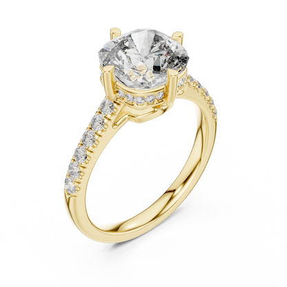 3.50Ct Elevated Cushion Cut Ring • Under-Halo Sparkle • Dainty Pavé Gold Engagement Ring