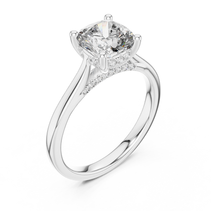 2.00CtEterna Cushion Fire Stone — Luxury Cathedral Solitaire with Diamond Underscroll - Gift For fiancée
