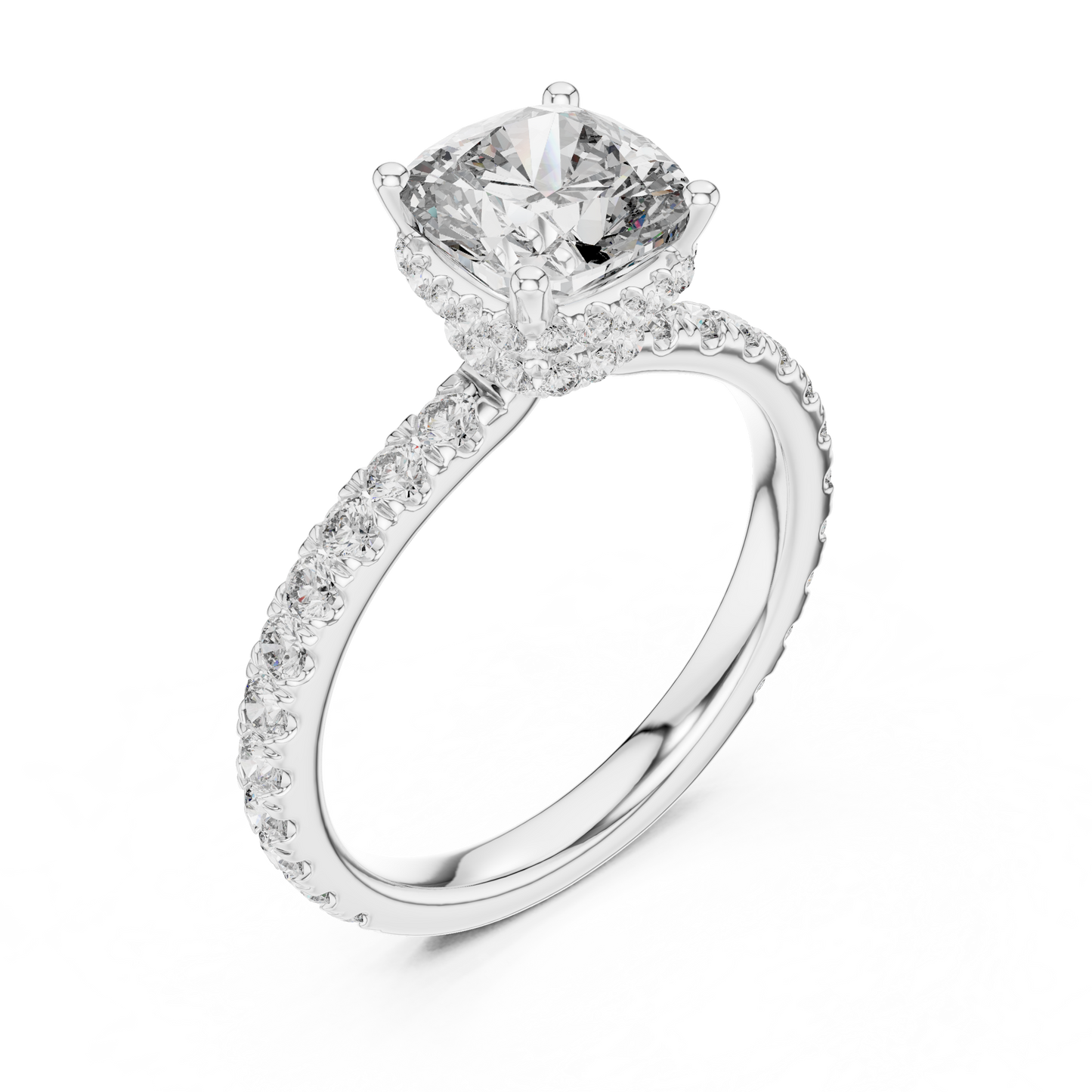 1.50Ct Crown Light Cushion Solitaire • Hidden Halo Lift • Artisan Micro-Pavé • Modern Heirloom Engagement Ring”