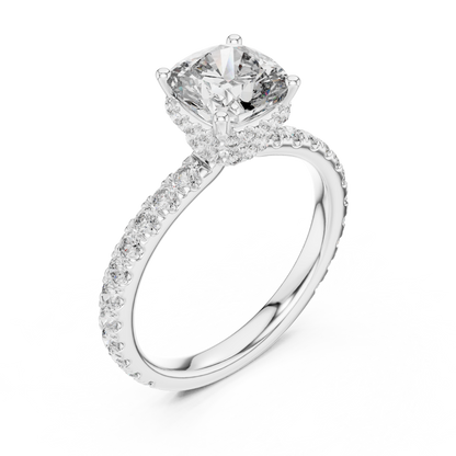 1.50Ct Crown Light Cushion Solitaire • Hidden Halo Lift • Artisan Micro-Pavé • Modern Heirloom Engagement Ring”