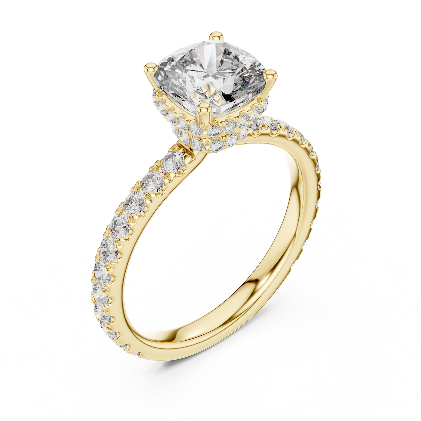 1.50Ct Crown Light Cushion Solitaire • Hidden Halo Lift • Artisan Micro-Pavé • Modern Heirloom Engagement Ring”