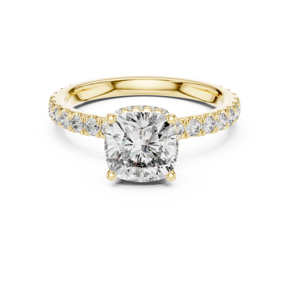 1.50Ct Crown Light Cushion Solitaire • Hidden Halo Lift • Artisan Micro-Pavé • Modern Heirloom Engagement Ring”