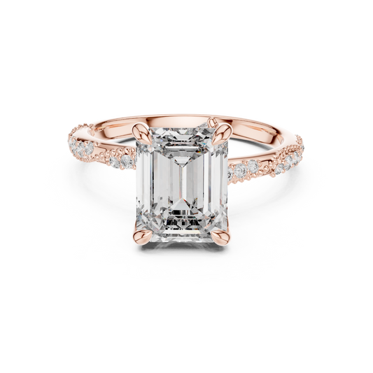 2.50Ct Silver Emerald Illusion Ring • High-Clarity Center Stone • Vogue-Inspired Engagement