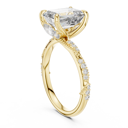 2.50Ct Golden Emerald Illusion Ring • High-Clarity Center Stone • Vogue-Inspired Engagement
