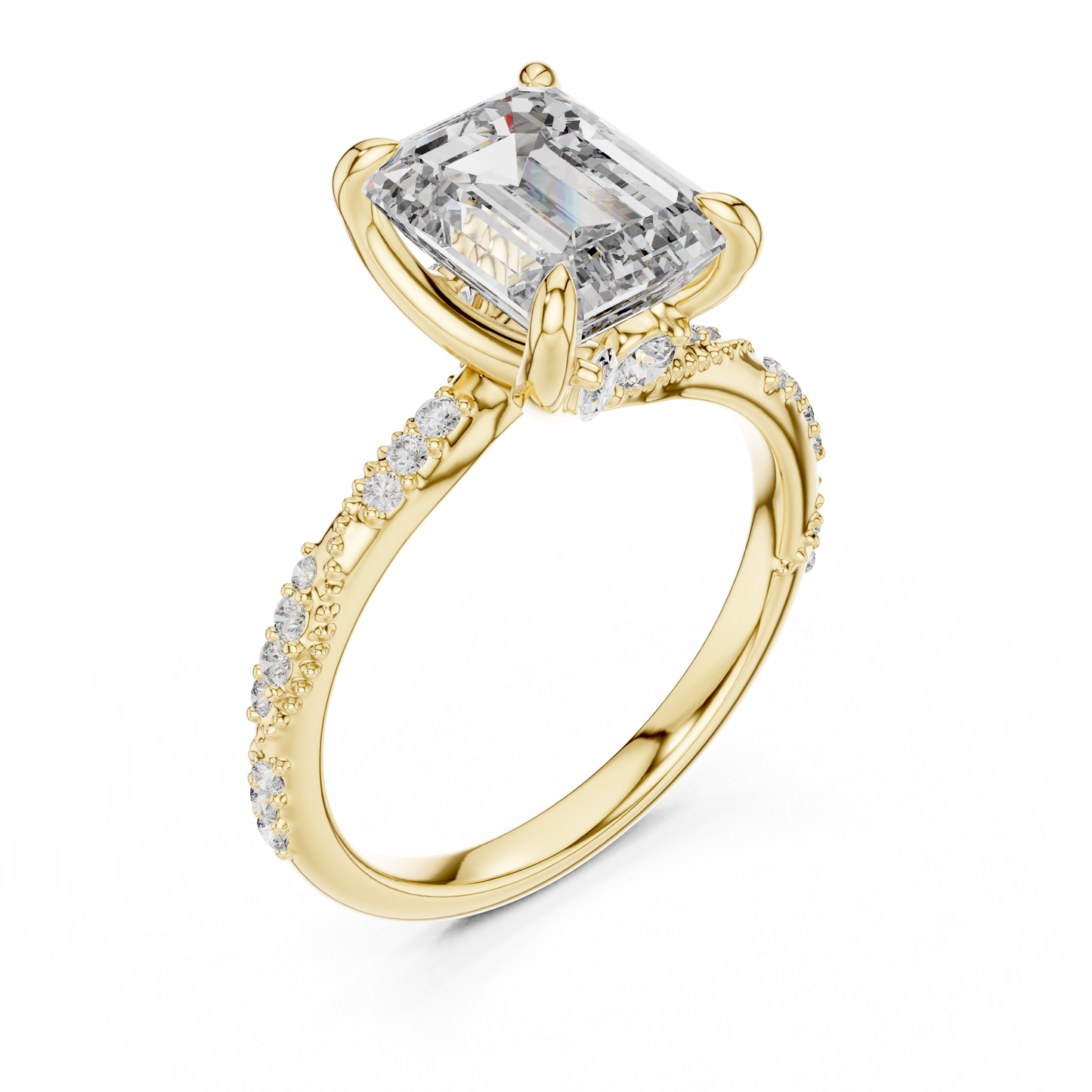 2.50Ct Golden Emerald Illusion Ring • High-Clarity Center Stone • Vogue-Inspired Engagement