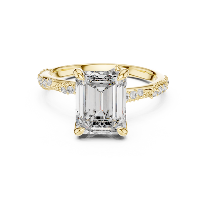 2.50Ct Golden Emerald Illusion Ring • High-Clarity Center Stone • Vogue-Inspired Engagement