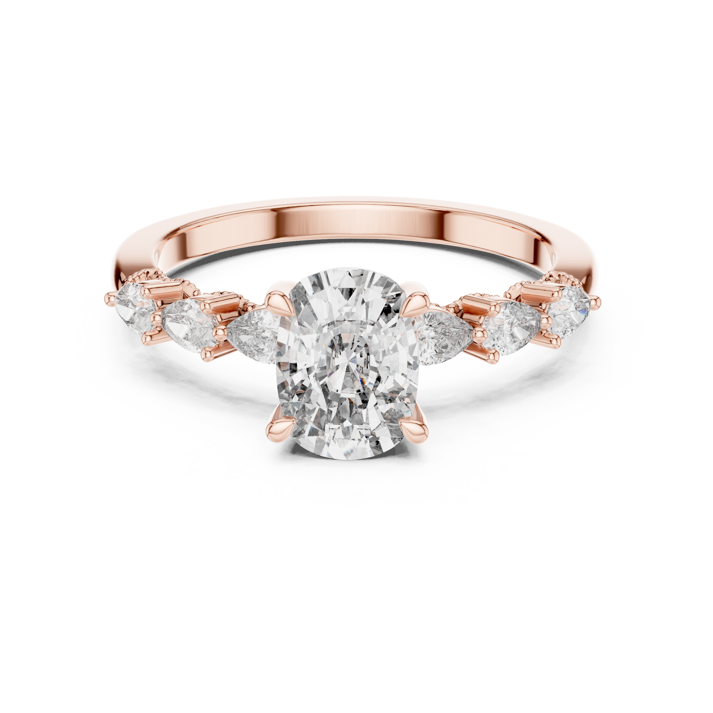 2.00Ct Prestige Cushion Cut Ring • Pear Side Luxury Stones • Handcrafted Aristocratic Jewelry For Her