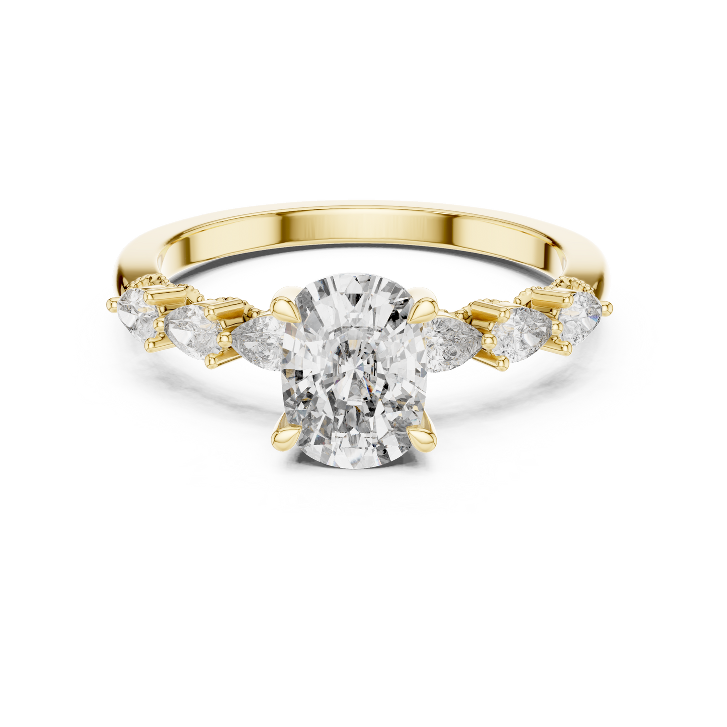 2.00Ct Prestige Cushion Cut Ring • Pear Side Luxury Stones • Handcrafted Aristocratic Jewelry For Her