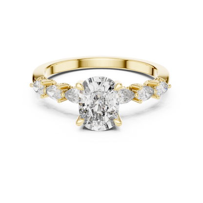 2.00Ct Prestige Cushion Cut Ring • Pear Side Luxury Stones • Handcrafted Aristocratic Jewelry For Her