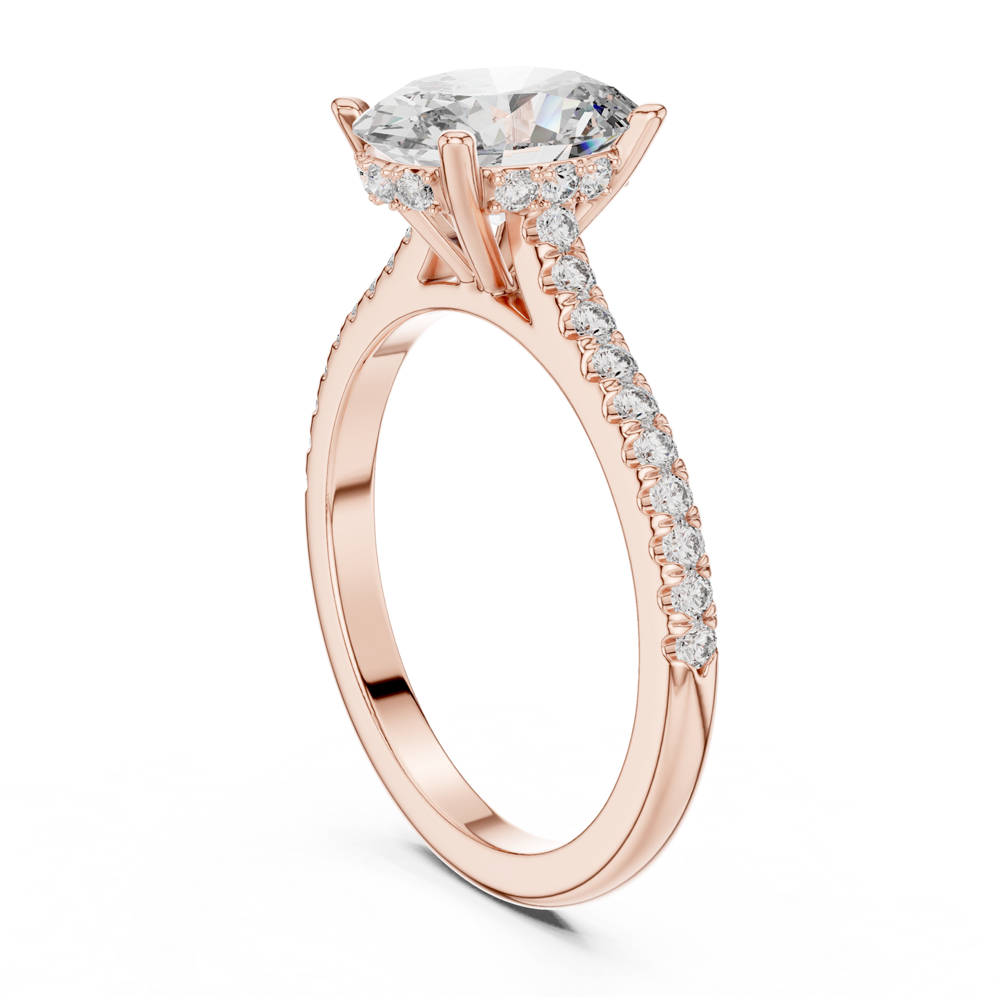 2.00Ct Celestial Oval Solitaire Ring – Radiant-Fire Diamond, Sleek Pavé Setting | Luxury Engagement Ring