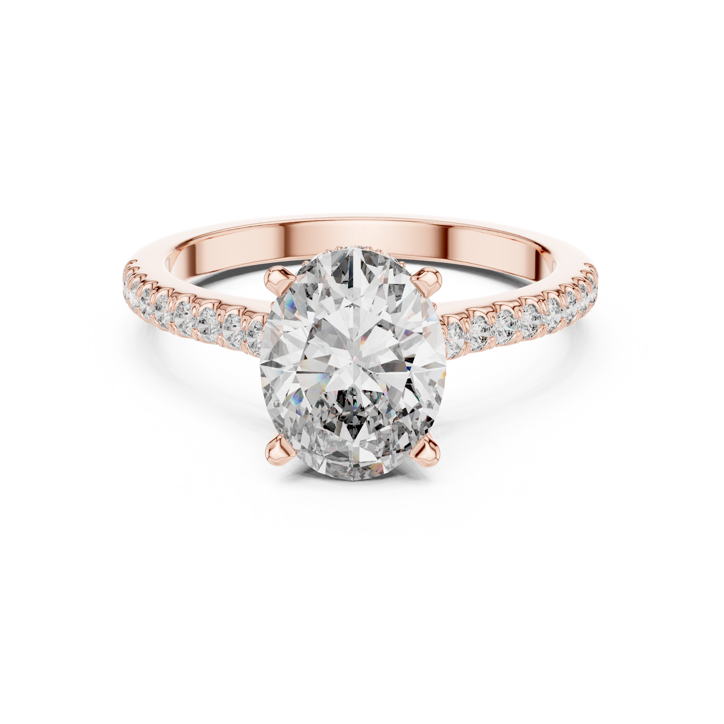 2.00Ct Celestial Oval Solitaire Ring – Radiant-Fire Diamond, Sleek Pavé Setting | Luxury Engagement Ring