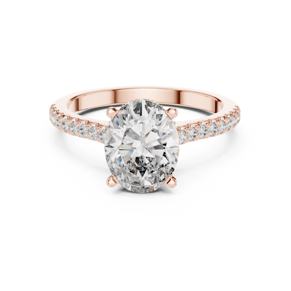 2.00Ct Celestial Oval Solitaire Ring – Radiant-Fire Diamond, Sleek Pavé Setting | Luxury Engagement Ring