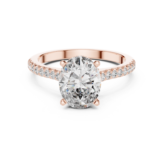 2.00Ct Celestial Oval Solitaire Ring – Radiant-Fire Diamond, Sleek Pavé Setting | Luxury Engagement Ring