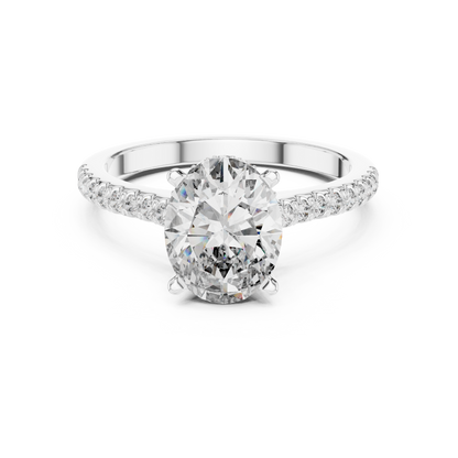 2.00Ct Celestial Oval Solitaire Ring – Radiant-Fire Diamond, Sleek Pavé Setting | Luxury Engagement Ring