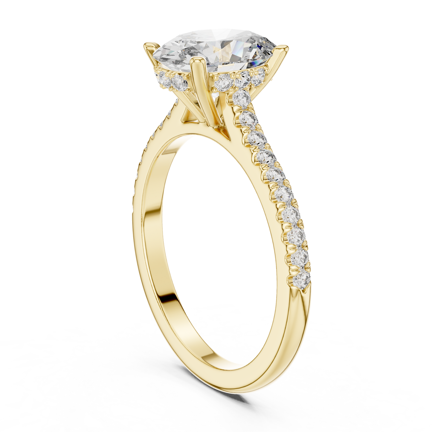 2.00Ct Celestial Oval Solitaire Ring – Radiant-Fire Diamond, Sleek Pavé Setting | Luxury Engagement Ring