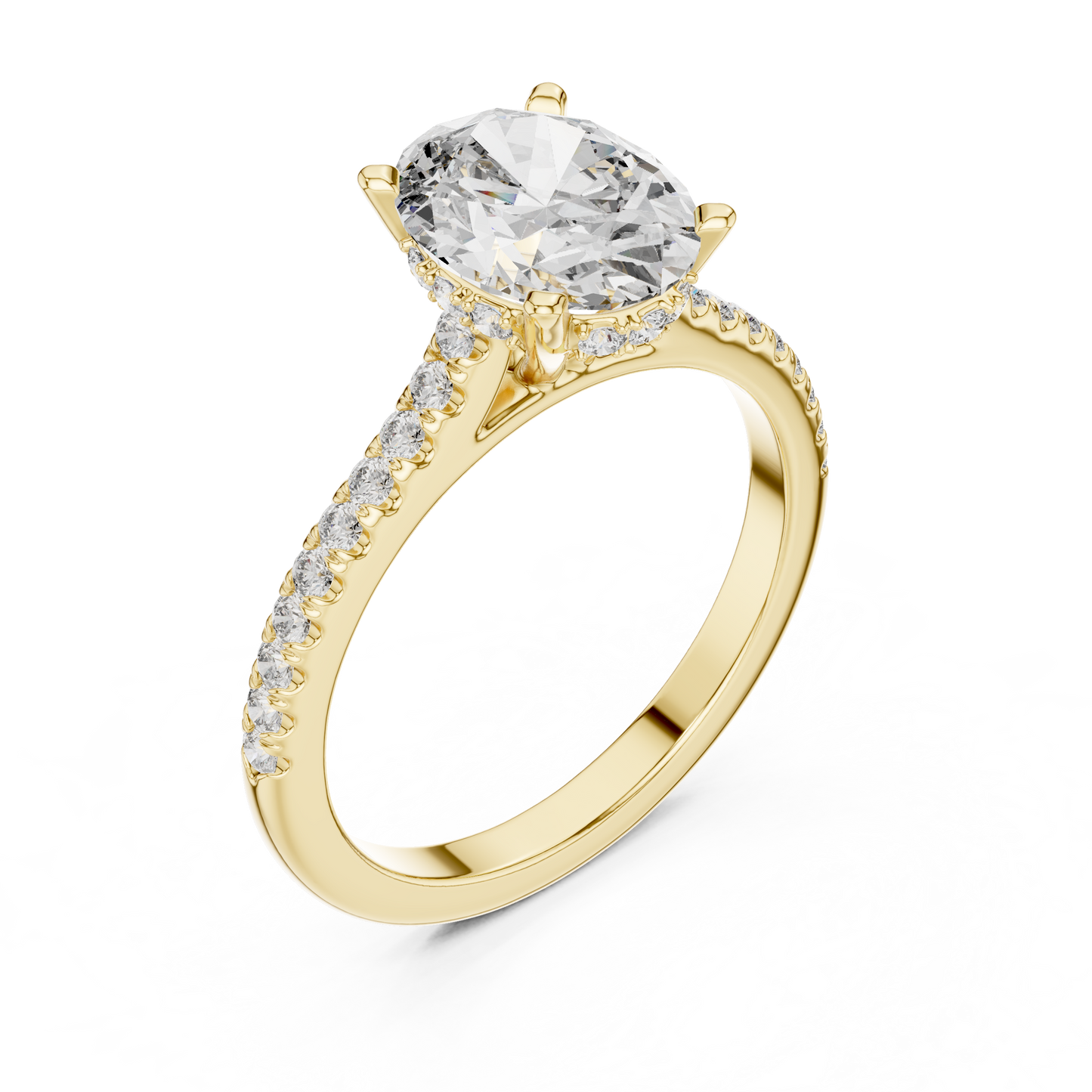 2.00Ct Celestial Oval Solitaire Ring – Radiant-Fire Diamond, Sleek Pavé Setting | Luxury Engagement Ring