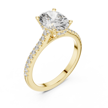 2.00Ct Celestial Oval Solitaire Ring – Radiant-Fire Diamond, Sleek Pavé Setting | Luxury Engagement Ring