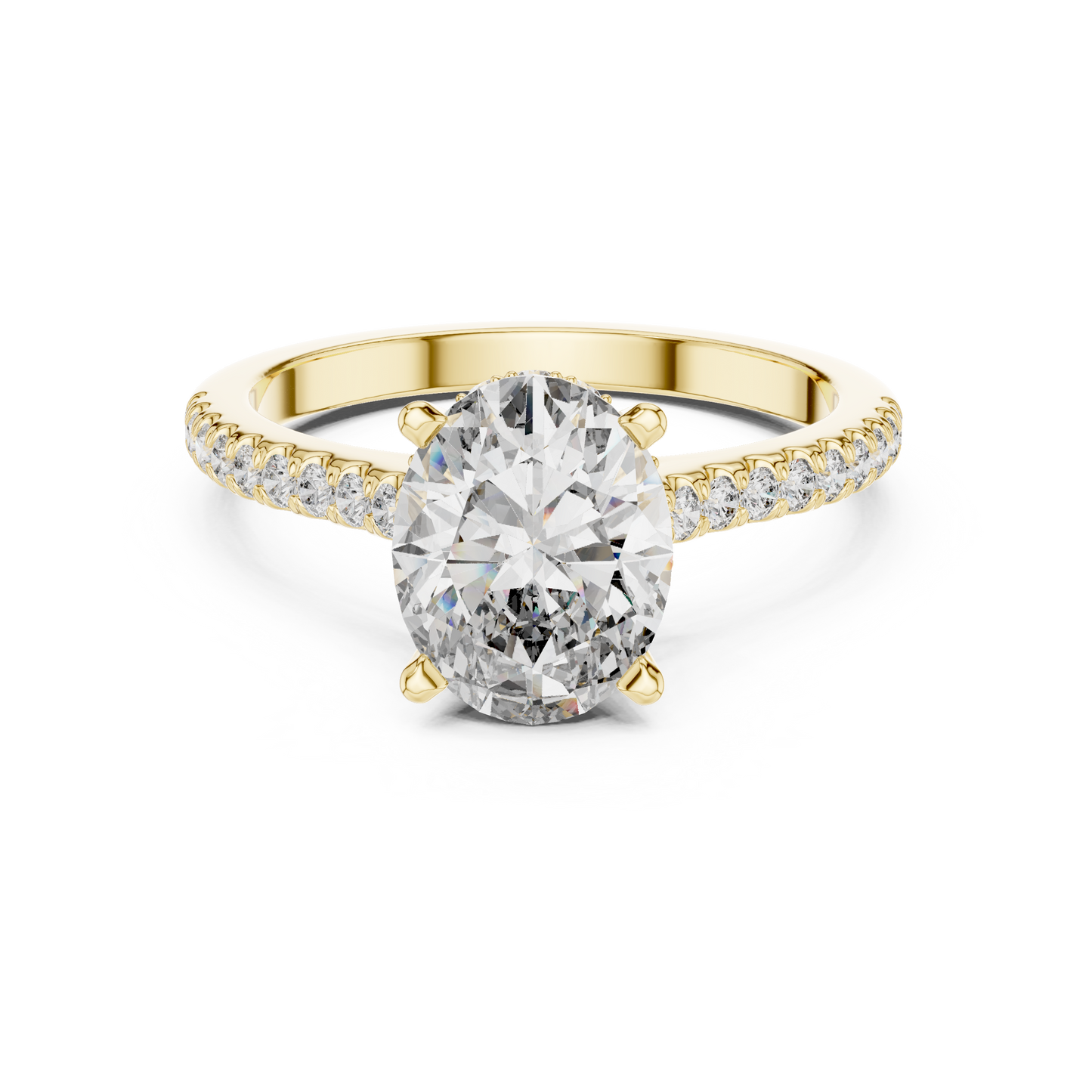 2.00Ct Celestial Oval Solitaire Ring – Radiant-Fire Diamond, Sleek Pavé Setting | Luxury Engagement Ring