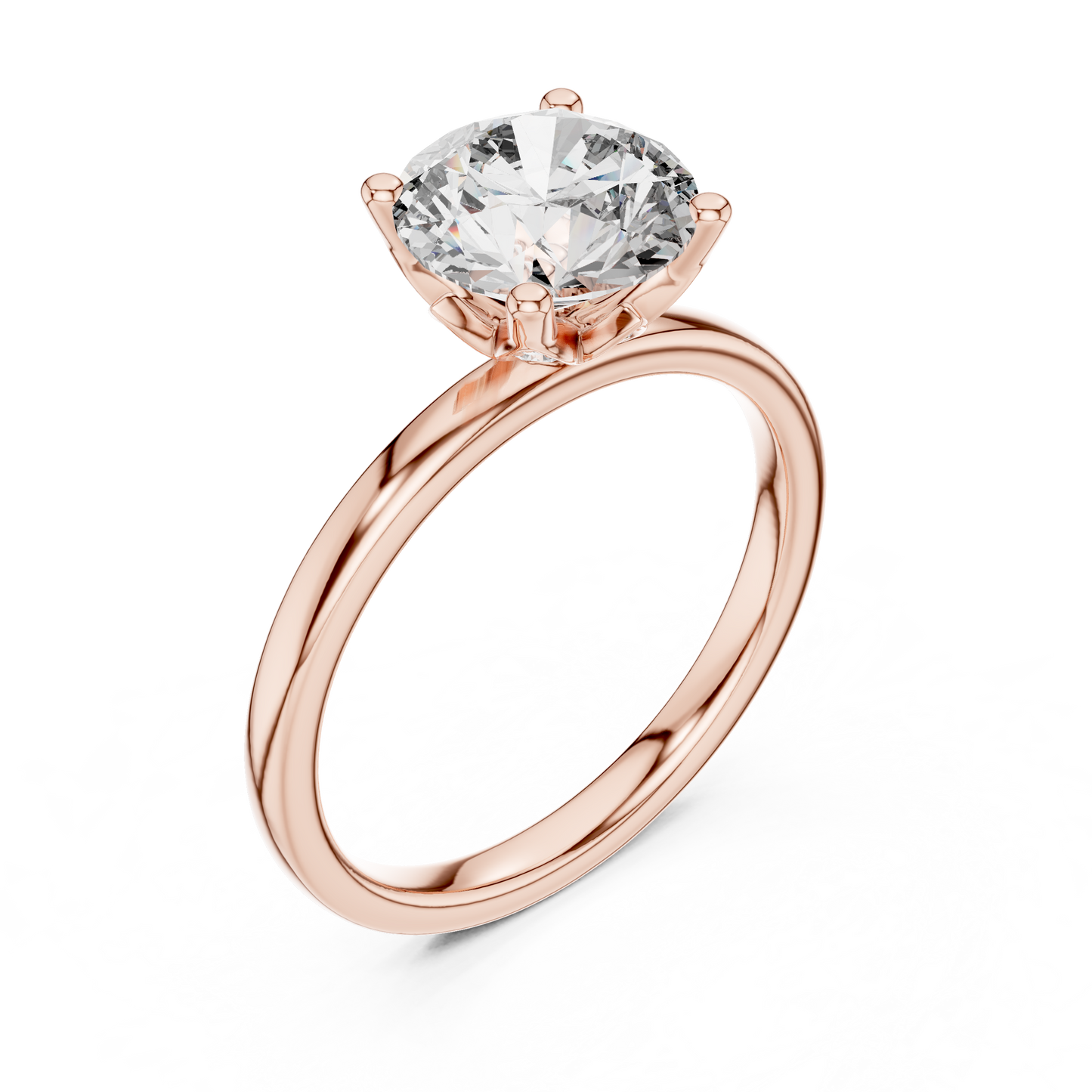 2.00CtSeraphic Petal Solitaire – Ethereal Round Lab Diamond, Hidden Floral Basket, Luxury Gold Engagement Ring