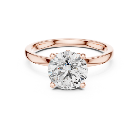 2.00CtSeraphic Petal Solitaire – Ethereal Round Moissanite Diamond, Hidden Floral Basket, Luxury Gold Engagement Ring