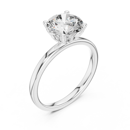 2.00CtSeraphic Petal Solitaire – Ethereal Round Lab Diamond, Hidden Floral Basket, Luxury Gold Engagement Ring