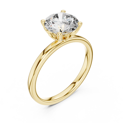 2.00CtSeraphic Petal Solitaire – Ethereal Round Lab Diamond, Hidden Floral Basket, Luxury Gold Engagement Ring