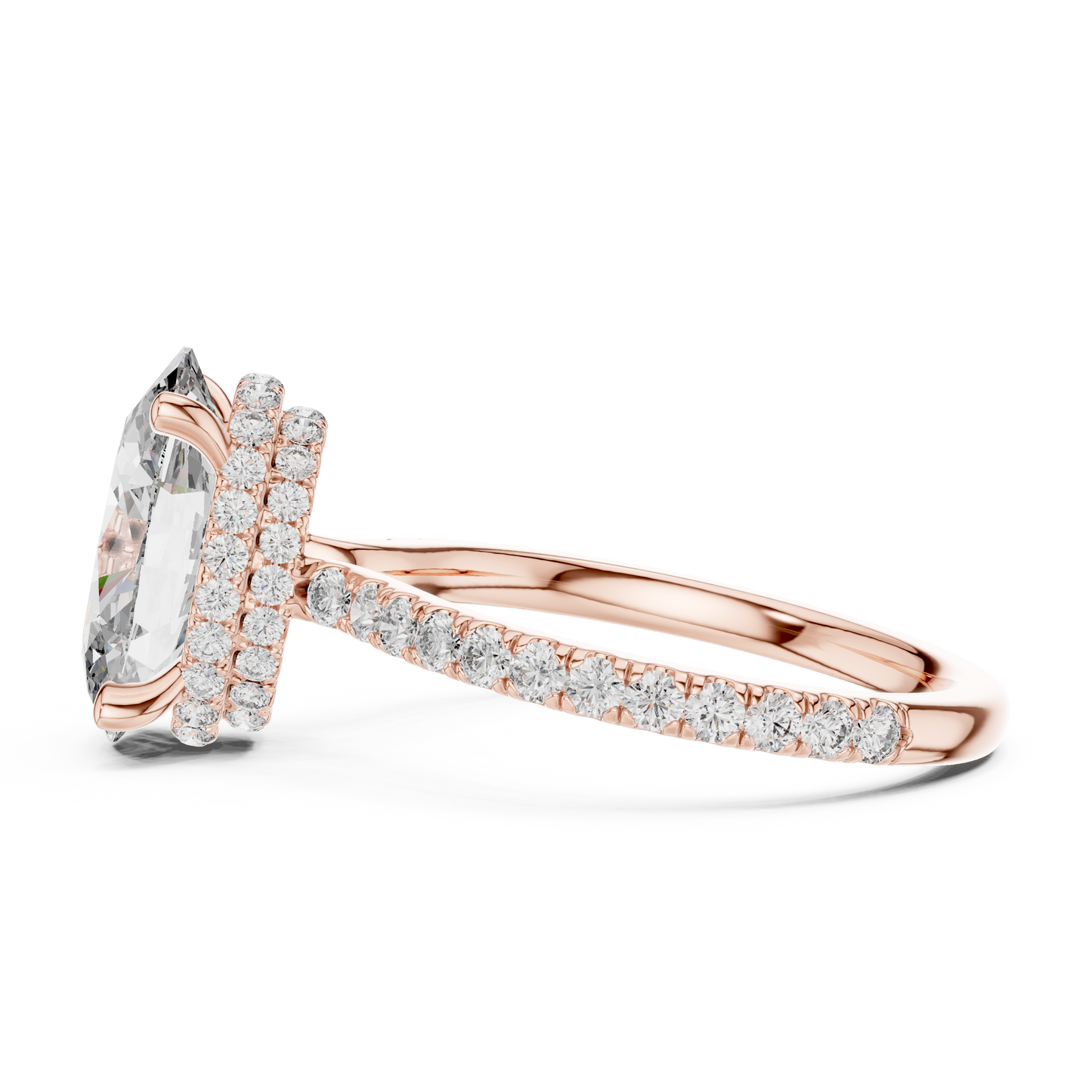 3.00Ct Opulence Oval Crown Halo Ring • Hand-Set Micro Pavé • Designer Gold Finish