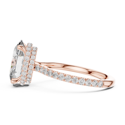 3.00Ct Opulence Oval Crown Halo Ring • Hand-Set Micro Pavé • Designer Gold Finish