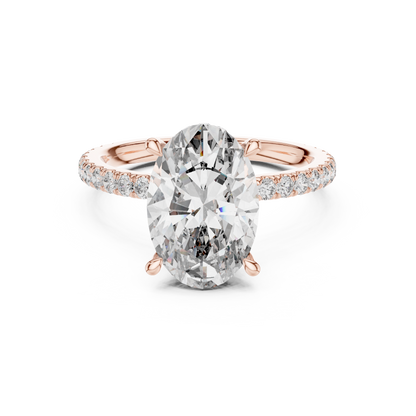 3.00Ct Opulence Oval Crown Halo Ring • Hand-Set Micro Pavé • Designer Gold Finish