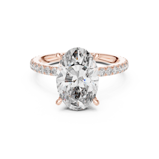 3.00Ct Opulence Oval Crown Halo Ring • Hand-Set Micro Pavé • Designer Silver Finish
