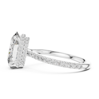 3.00Ct Opulence Oval Crown Halo Ring • Hand-Set Micro Pavé • Designer Gold Finish