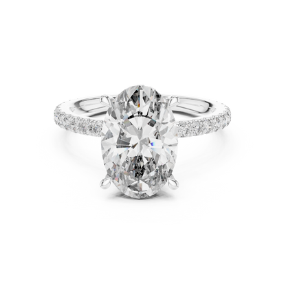 3.00Ct Opulence Oval Crown Halo Ring • Hand-Set Micro Pavé • Designer Gold Finish
