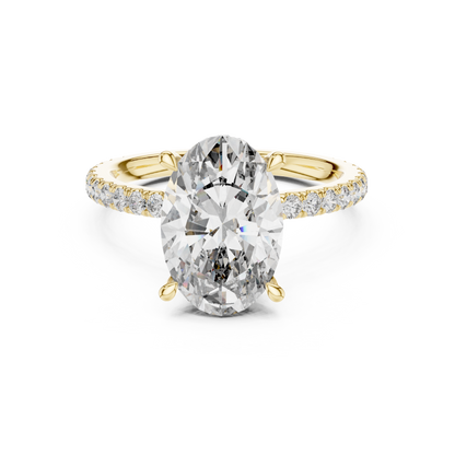 3.00Ct Opulence Oval Crown Halo Ring • Hand-Set Micro Pavé • Designer Gold Finish